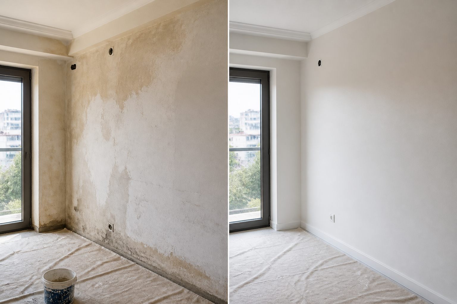 Antes e depois de pintura
